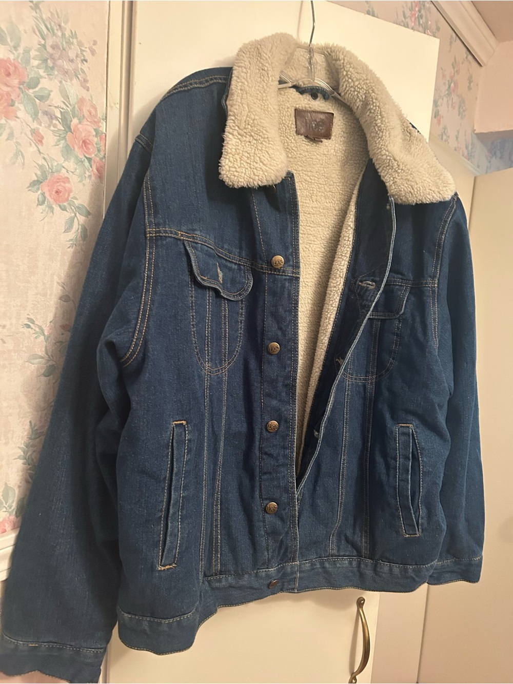 Lee Blue Denim Jacket with Cream Sherpa Collar